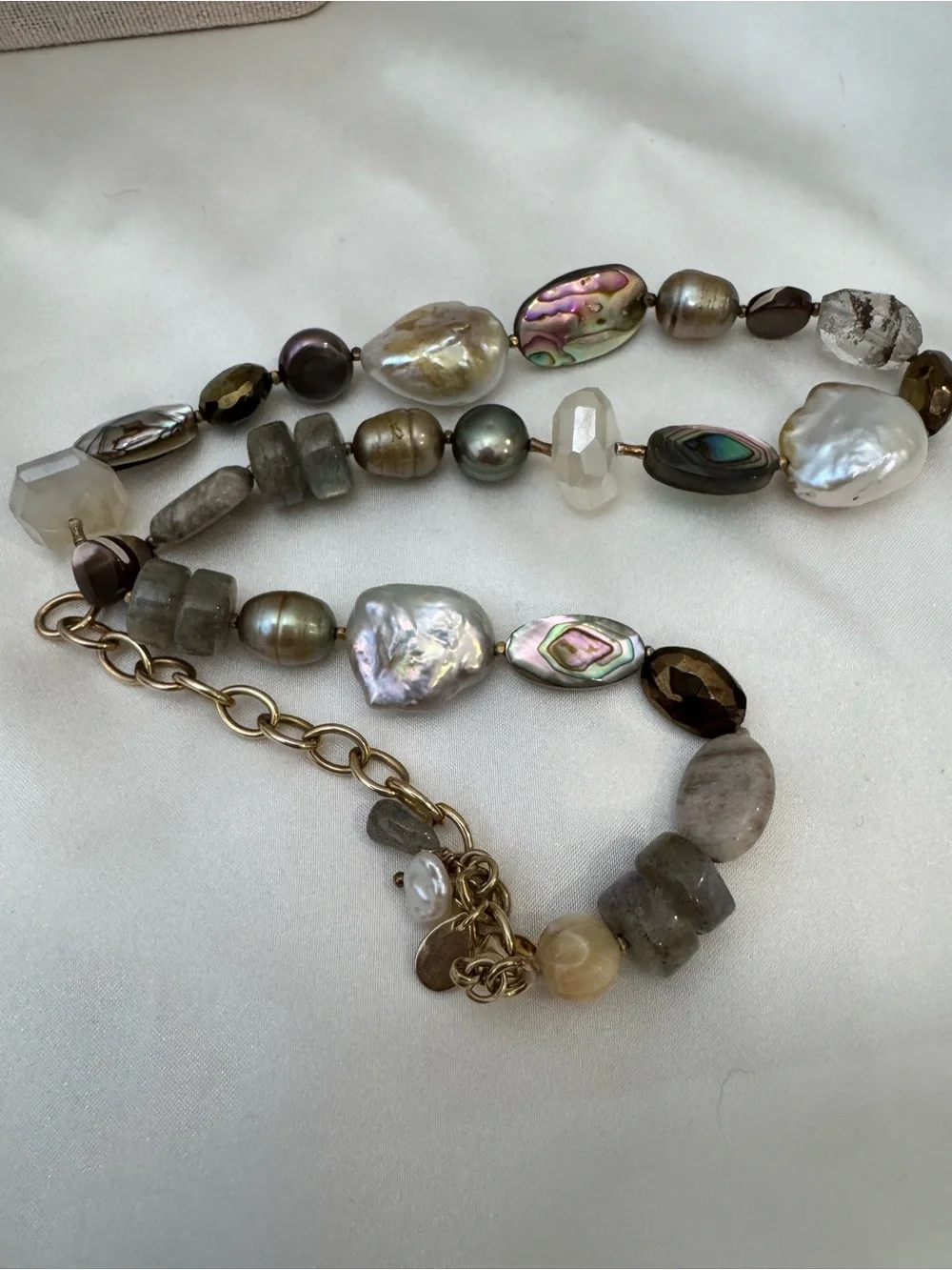 Chan Luu Freshwater Pearl Abalone Labradorite Mixed Gemstone Necklace Boho - Picture 4 of 8